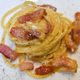 Carbonara on white plate